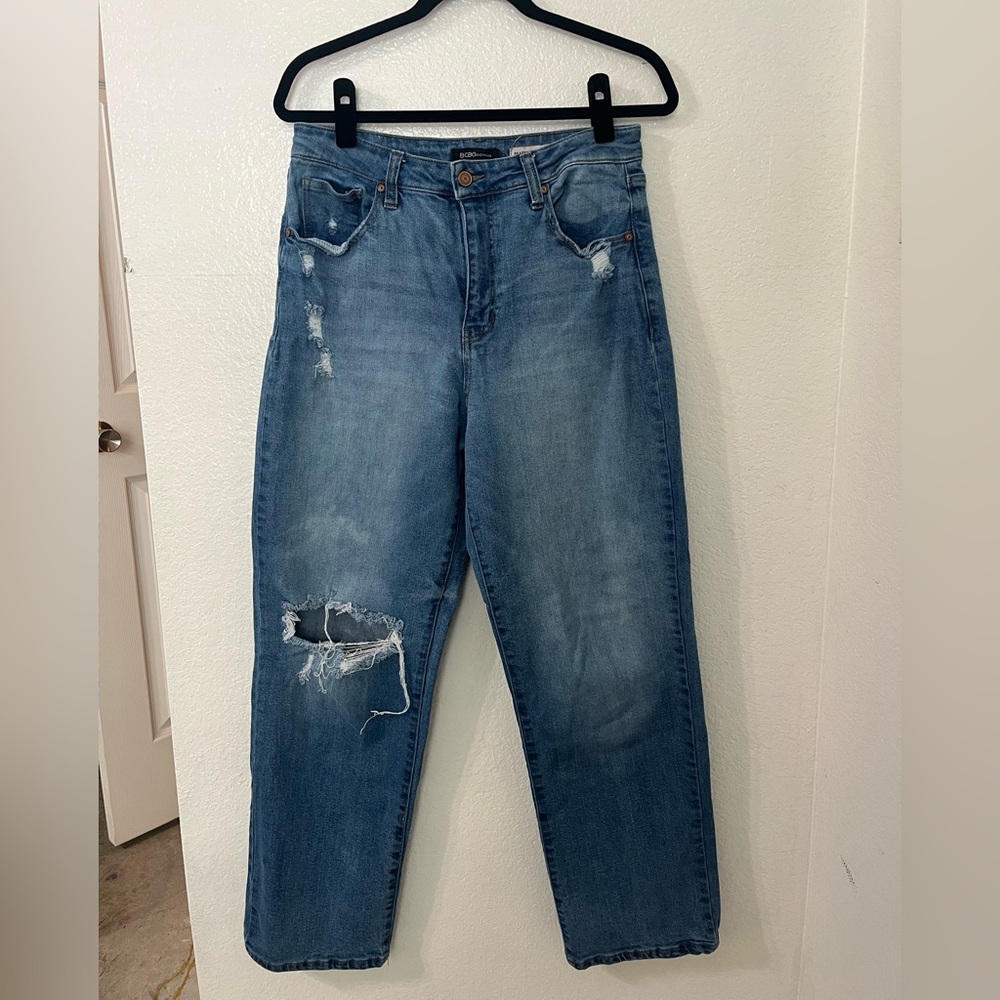 BCBGeneration Light Blue Distressed Skater Straight Jeans